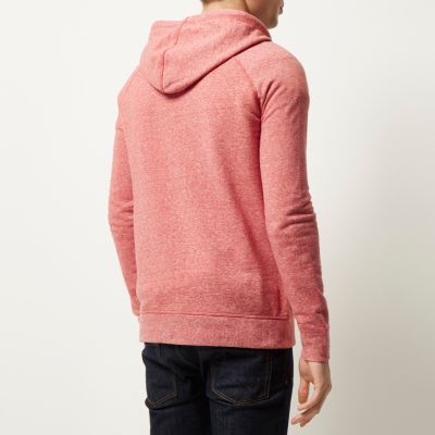 Red marl zip through hoodie